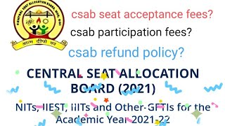 CSAB 2021 scheduleparticipation feesseat acceptance feesCSAB refund policy how much fees refund [upl. by Halilak75]