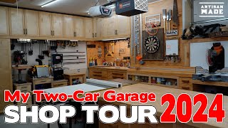 My TwoCar Garage Workshop  Shop Tour 2024  Woodworking tools  Shop Organization [upl. by Fita]