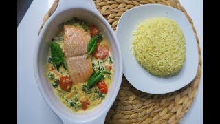 Recette 218  Saumon à la Toscane  Riz pilaf  UN DELICE [upl. by Bernardi]