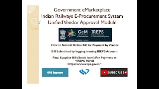 How to Submit New Bill Online for Payment at IREPS Portal  Stock Item for Goods amp Supply  Part 1 [upl. by Enitsej]