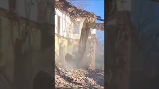 Building Gets Demolished constructionequipment demolition automobile [upl. by Raynor]