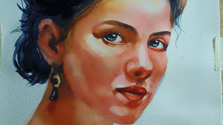 Watercolor Portrait Step by Step art painting [upl. by Christmas122]