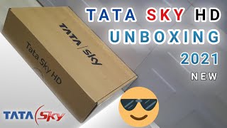 TATA SKY New HD Set Top Box Unboxing Video 2021  BoxRemoteHDMICableLNB AntinaCableBattery [upl. by Acira]