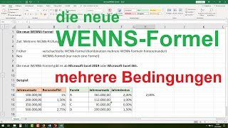 ► Excel WENNS Funktion  Excel Wenn Dann Funktion verschachtelt mehrere Bedingungen 2019 365 [upl. by Cerellia658]