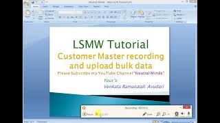 SAP LSMW Recording and upload bulk Customer data [upl. by Francesca]