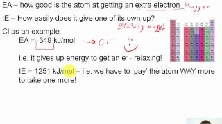 Chapter 03  23  Electron Affinity vs Ionization Energy [upl. by Lozano]