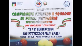 CAMPIONATO ITALIANO A SQUADRE DI 1° CATEGORIA  SPECIALITA BOCCETTE 14012024 [upl. by Grantland]