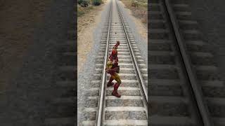 GTA 5 Iron Man Save SpiderMan Brother From Train shorts gta gta5 [upl. by Naniac]