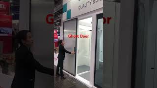 Hdsafe Ghost Glass Sliding Door in Dusseldof Glasstec Exhibition 🥰🥰🥰 glassdoor Ghostdoor [upl. by Swift886]