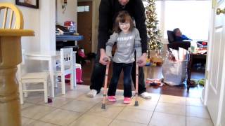 Cerebral Palsy Nina learns forearm crutches [upl. by Eartha121]