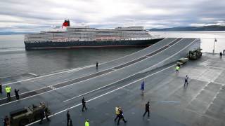 HMS Queen Elizabeth meets cruise liner MS Queen Elizabeth in Moray Firth [upl. by Kirch142]