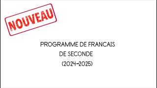 👉 Programme de français seconde 20242025 [upl. by Bar761]