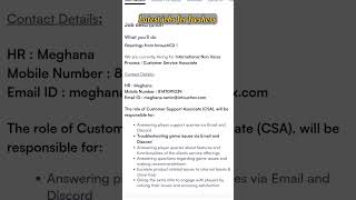 Hiring for freshers shorts ytshorts telugujobs [upl. by Adnirol458]