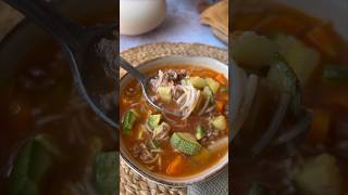 Sopa de Fideos con Carne y verduras comidacasera [upl. by Zucker180]