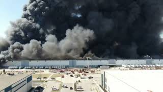 Drone video shows Walmart Distribution Center fire [upl. by Gregg]