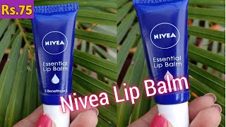 Nivea Essential Lip BalmNivea Essential Lip Balm ReviewNivea Lip Care [upl. by Neraj434]