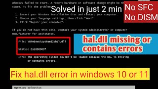 Quick Fix Resolve Haldll Blue Screen in Windows 10 in 2 Minutes No SFC or DISM [upl. by Anifad516]