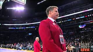 Will Ferrell Poses As Security Guard At NBA Game [upl. by Kinnon594]