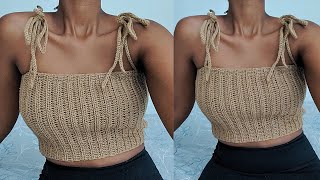 Crochet Ribbed Tank Top Tutorial [upl. by Dleifrag]