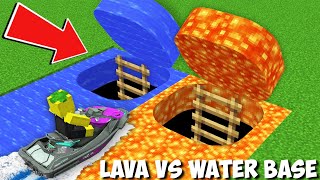 Only by JET SKI CAN YOU GET TO LAVA VS WATER BASE in Minecraft  SECRET PASSAGE [upl. by Edgerton135]