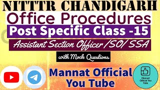 NITTTR Chandigarh ASOSOSSA Post Specific Class15  Office Procedures class9  nitttr aso [upl. by Manvel]