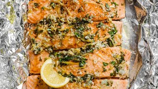 Garlic Butter Salmon Baked in Foil  Dinner in 20 minutes [upl. by Ettennek]