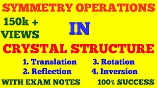 SYMMETRY OPERATIONS IN CRYSTAL STRUCTURE  SOLID STATE PHYSICS  WITH EXAM NOTES [upl. by Sakovich387]