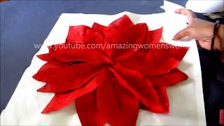 Beautiful Flower Cushion Cover Cutting and Stitching  DIY  Home Decor  Poinsettia Pillows [upl. by Prussian]