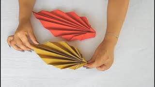 NAPKIN FOLDING  Pretty FALL LEAVES  Easy Paper Napkin Folding [upl. by Wolram]