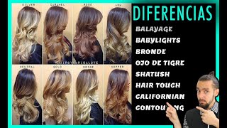 👉 Tipos de Mechas☝️LAS MEJORES MECHAS 👱‍♀‍ BALAYAGE vs CALIFORNIANAS vs OJO DE TIGRE vs CONTOURING [upl. by Sirahc]