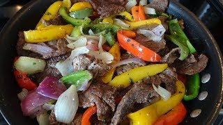 Bistec de Res con Pimientos y Cebolla facil y delicioso bistecderes fajitas recetadecarne [upl. by Ime989]