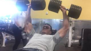 100lb dumbells on incline work in progress p [upl. by Arat]