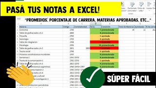 TUTORIAL SÚPER FÁCIL PARA LLEVAR LAS MATERIAS DE LA UNIVERSIDAD A EXCEL [upl. by Ahsinut]