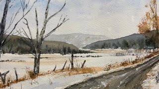 여름에 그리는 겨울 풍경 수채화Winter Landscape Watercolor [upl. by Yelsel788]