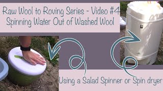 Raw Wool to Roving 4 How I spin water out of washed wool  Journey from salad spinner to spin dryer [upl. by Eamaj]