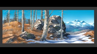 Paesaggio invernale montano  speedpainting con Clip Studio Paint [upl. by Sladen]