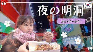 【最新版】夜の明洞で食べ歩き🇰🇷🌟  韓国旅行初心者に知っておいてほしい屋台、営業時間、両替所、混雑事情etc [upl. by Newmann]