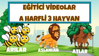 EĞİTİCİ VİDEOLAR  A HARFLİ 3 HAYVAN ÖĞRENİYORUM [upl. by Alatea648]