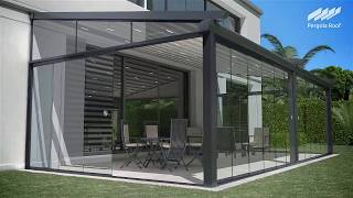 Pergola Roof and Sliding Glass Doors with Motorized Screen [upl. by Llehcim]