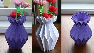 How To Make A Paper Flower Vase  DIY Simple Paper Craft [upl. by Judah]