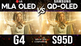 Samsung S95D vs LG G4 OLED TV Comparison in HDR [upl. by Lovel]