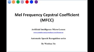 Mel Frequency Cepstral Coefficient MFCC [upl. by Studley]