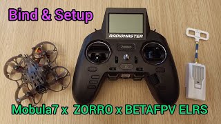 RADIOMASTER ZORRO x BETAFPV ExpressLRS x Mobula7  Bind and Setup [upl. by Adorl]