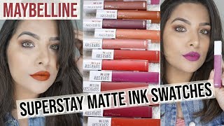 NEW Maybelline Superstay Matte Ink Swatches amp Review  All 13 Shades  Anubha [upl. by Ailadgim]