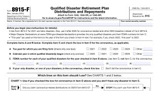 IRS Form 8915F walkthrough Qualified Disaster Retirement Plan Distributions amp Repayments [upl. by Quintus]