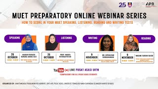 MUET PREPARATORY ONLINE WEBINAR SERIES HOW TO SCORE IN YOUR MUET SPEAKING AND LISTENING TESTS [upl. by Eidoc]