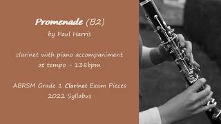 Promenade B2  ABRSM Grade 1 Clarinet  clarinet with piano  at tempo 138bpm [upl. by Dode]