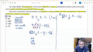 FGV 2020  Exercício Análise Combinatória [upl. by Diann]