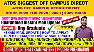 Atos Off Campus Drive Latest Update 💥  Atos Freshers Hiring  20222023 amp 2024 Batch Hiring  WFO [upl. by Disharoon543]