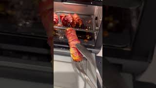 Cheesy Bacon Wrapped Hotdogs in Air Fryer 1st time making carnivore airfryer airfryercooking [upl. by Frohne501]